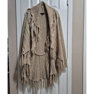Women's Sloni Beige Fringe Knit Cardigan‎ Sweater L